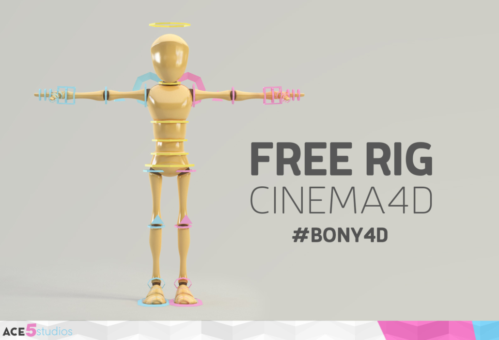 Free Cinema 4D rigged character Bony biped animation