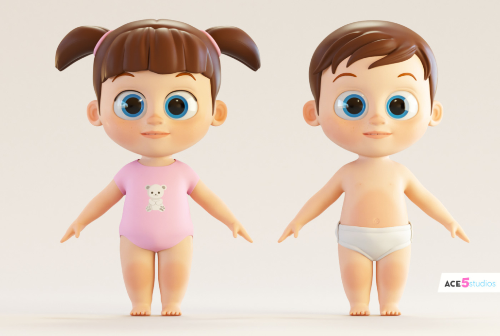 Rigged Cinema 4d baby character