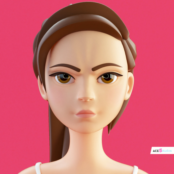 cinema 4d c4d rigged character female girl woman cartoon stylized angry rage