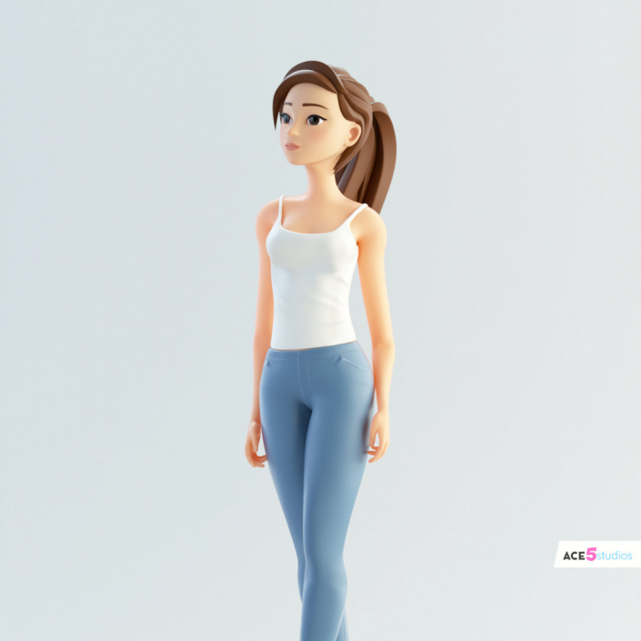cinema 4d c4d rigged character female girl woman cartoon stylized lost