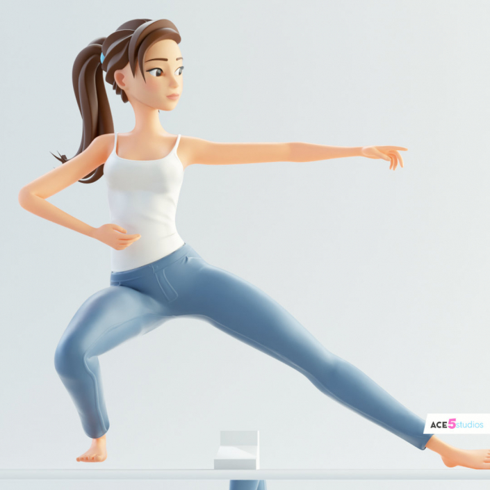 human cinema 4d c4d rigged character female girl woman cartoon stylized yoga