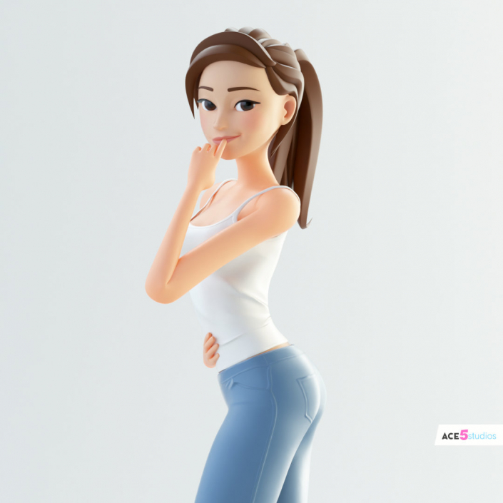 human cinema 4d c4d rigged character female girl woman cartoon stylized curious