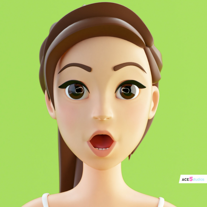 cinema 4d c4d rigged character female girl woman cartoon stylized shocked