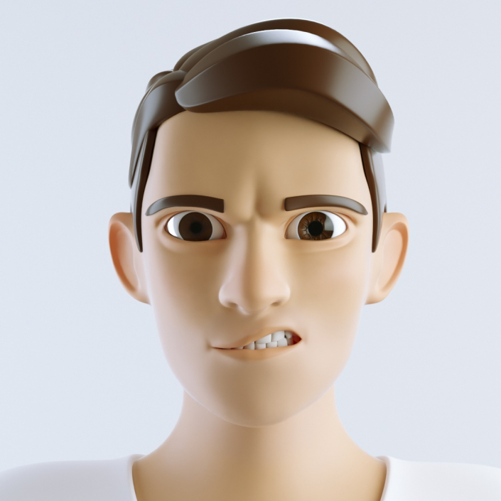 cinema 4d c4d rigged character male boy man cartoon stylized human snear angry face emotion