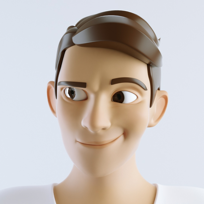 cinema 4d c4d rigged character male boy man cartoon stylized human face smile