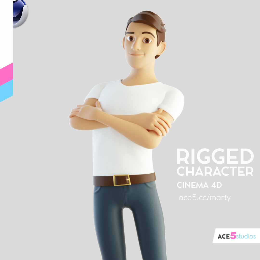 Marty – Cinema 4d stylized rigged Male Character