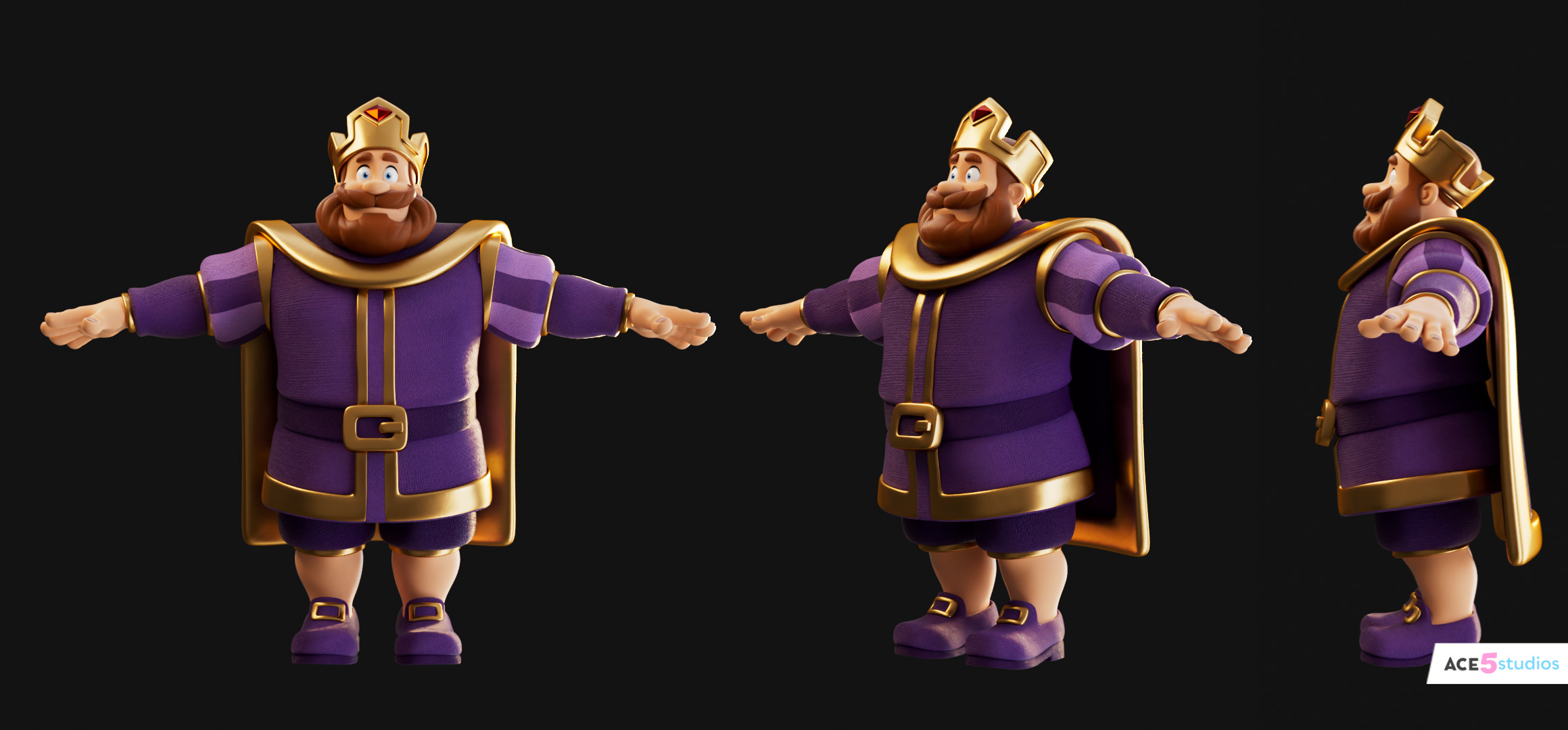 c4d King character 3d model rigged in Cinema 4d. Animation ready. Mograph king. face rig, mocap ready